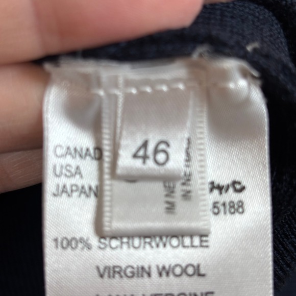 Escada Virgin Wool Nautical Sweater Blazer Sz 46 EU XL Navy White Preppy Classic - Picture 9 of 11